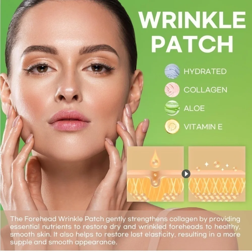 Brand New Forehead Wrinkle Treatment Patches Smile Line Aloe Collagen Vitamin E